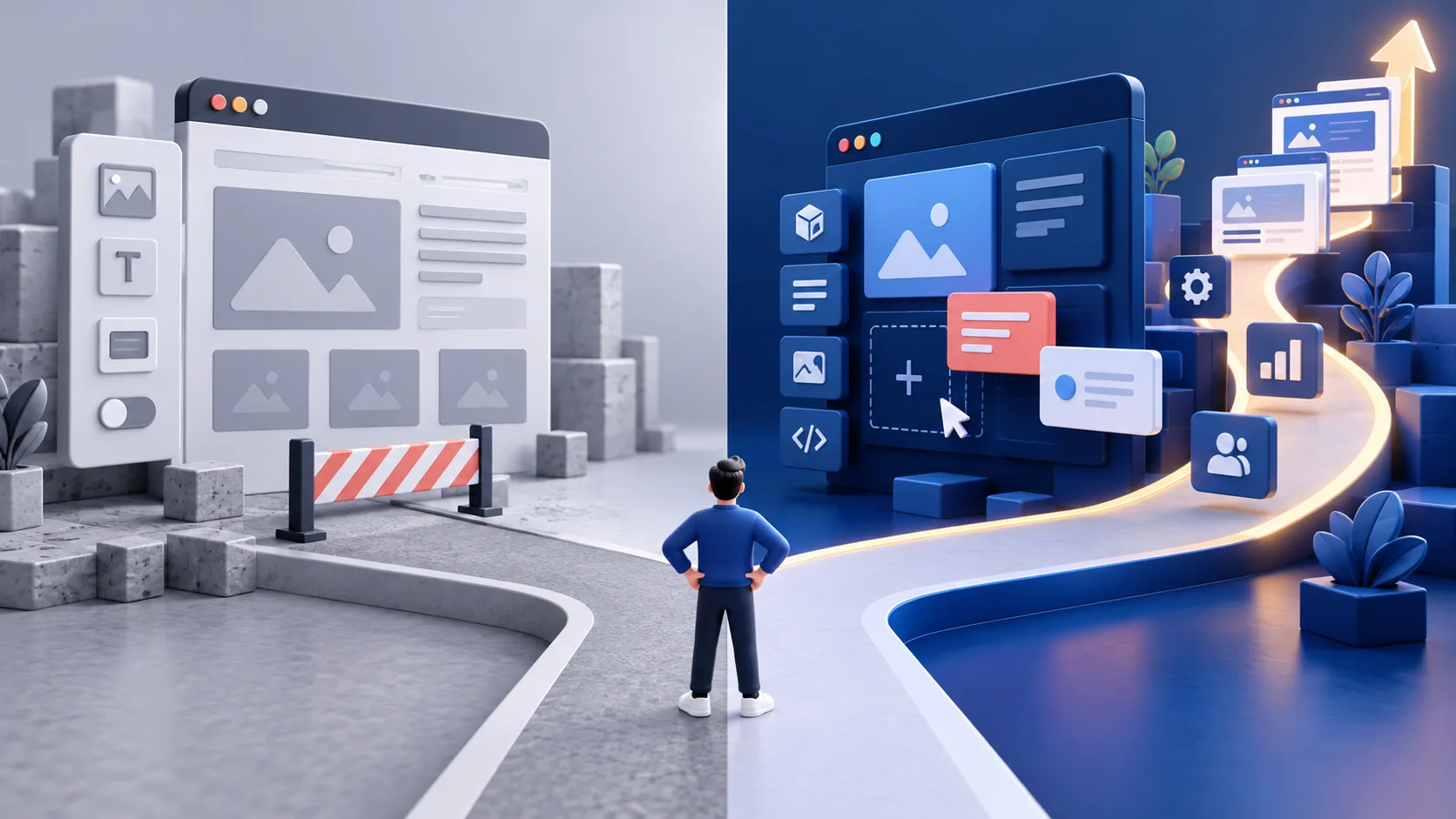 Comparison between template website building and flexible custom website development