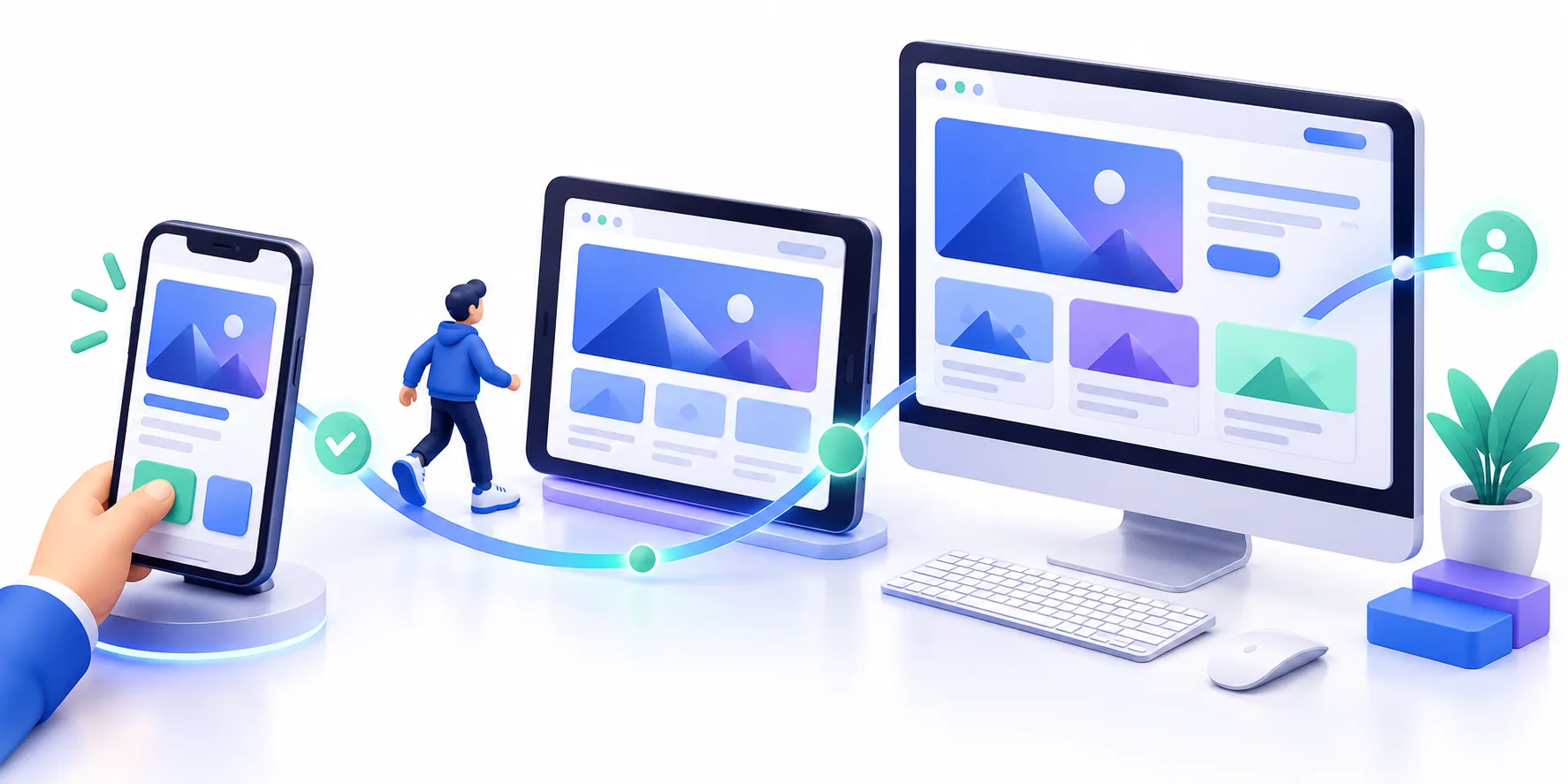Responsive website experience across smartphone tablet and desktop screens