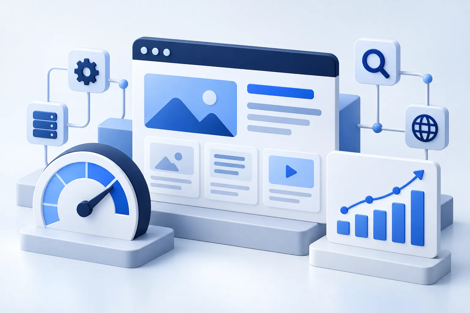 Search visibility and website performance concept for a small business