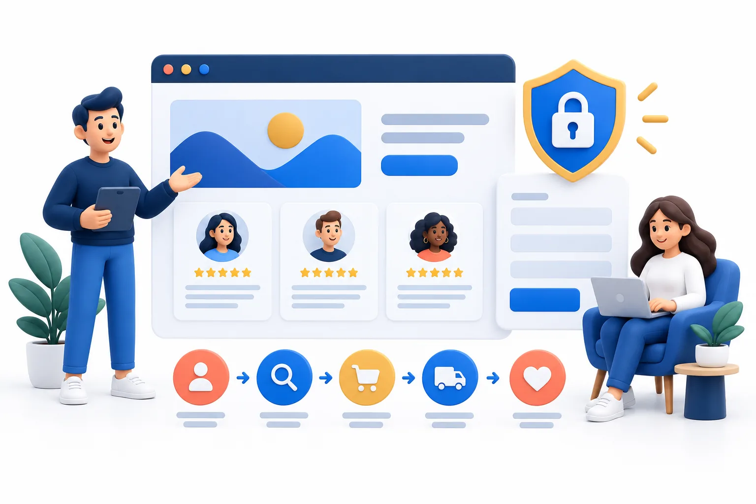 Website testimonials and secure contact experience