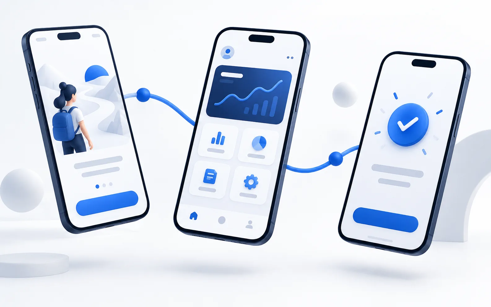 Connected mobile app user journey concept