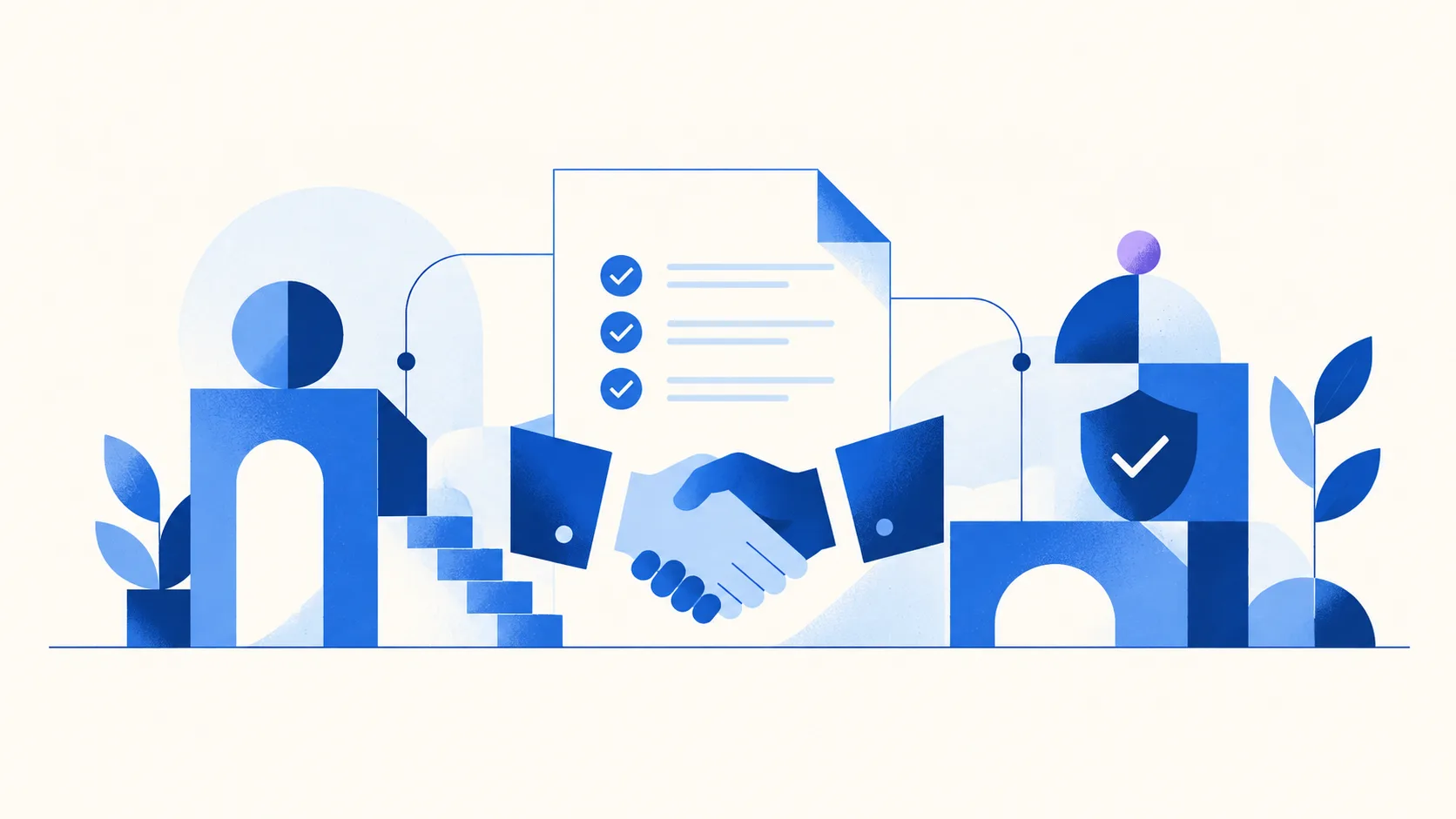 Vibrant abstract illustration representing clear agreements and digital collaboration