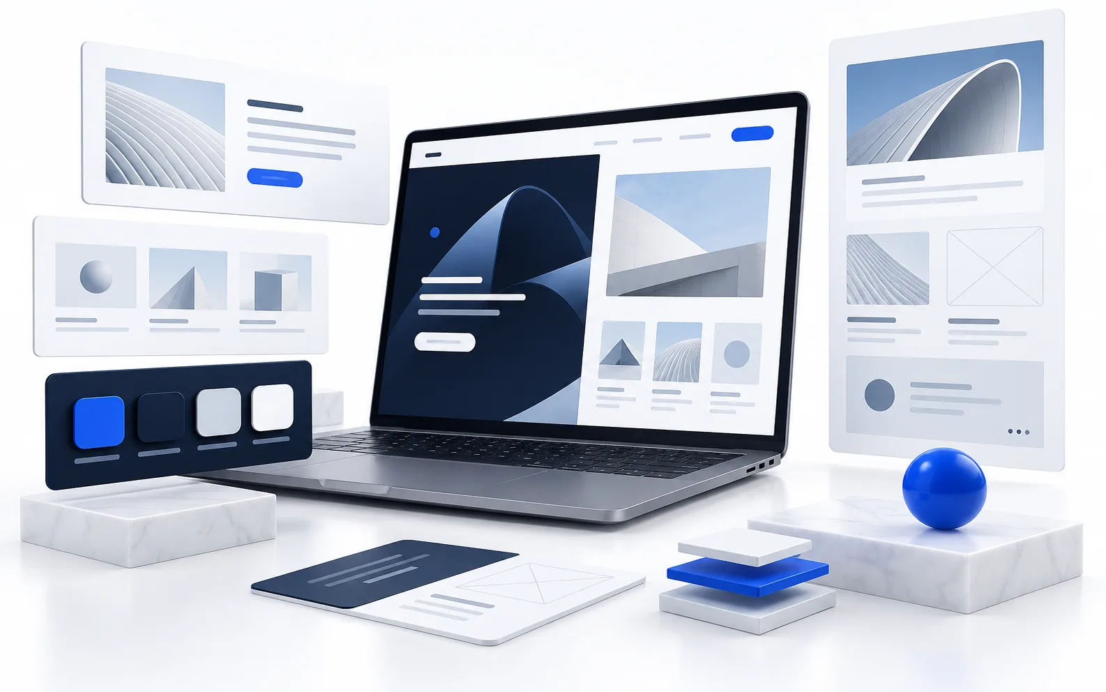 Custom coded website design displayed on a laptop